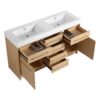 Original 60" Freestanding Bathroom Vanity With Double Resin Sink Soft Closing Doors & Drawers Plywood - Oak - Image 13
