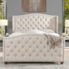 Marcella - Queen Upholstered Shelter Headboard Bed Set - Sky Neutral Beige - Image 9
