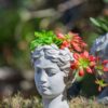 Greek Style Cement Head Planter Indoor Outdoor Home, Garden Decor - Gray - Image 2