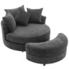 360° Swivel Accent Barrel Chair With Storage Ottoman & 4 Pillows, Modern Chenille Leisure Chair Round Accent For Living Room - Gray - Image 24