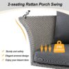 2 Person Hanging Seat, Rattan Woven Swing Chair, Porch Swing With Ropes - Gray / Cushion - Image 2