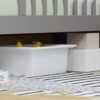 Twin Size Bed With Headboard Storage Rack, 2 Under Bed Drawers, 3 - Side Guardrails For Safety And Security - Gray - Image 25