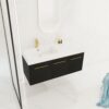 Contemporary 48" Wall Mounted Bathroom Vanity With Resin Sink And Soft Closing Doors And Line - Black Chestnut - Image 6