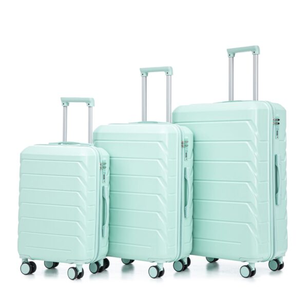 Set 3 Pieces 20" / 24" / 28" Abs Spinner Wheel Luggage, Matching Color, With Combination Lock - Mint Green