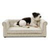 Modern Elegant Rectangle Pet Bed, Durable Elevated Dog Sofa - Beige - Image 6