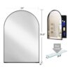 Arched Recessed Medicine Cabinet, Metal Framed Bathroom Wall Cabinet With Mirror And Adjustable Shelves, Wall Mirror With Storage For Bathroom - Matte Black - Image 11