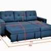 Convertible L Shaped Sectional Sleeper Sofa Bed, Saving Pull Out Couch - Blue - Image 8