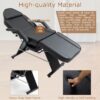 Massage Salon Tattoo Chair With Two Trays Esthetician Bed With Hydraulic Stool, Multi-Purpose 3-Section Facial Bed Table, Adjustable Beauty Barber Spa Beauty Equipment - Black - Image 2