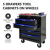 5 Drawer Multifunctional Tool Cart With Wheels - Black / Blue - Image 7