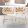Modern Counter Stools (Set of 2) Counter Stools With Iron Frame, Soft Back And Cushion, Footrest, Suitable For Kitchen - Beige - Image 4
