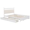 Queen Size Storage Platform Bed With 2 Big Drawers Twin Size Trundle - White - Image 6