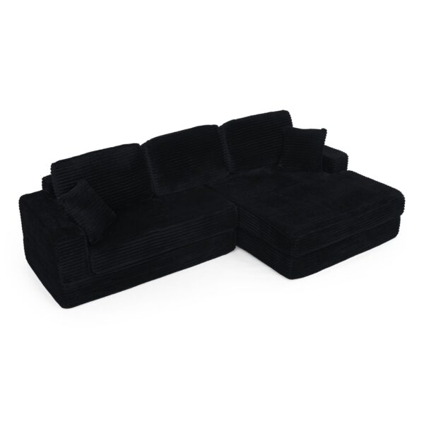Modern Minimalist Style L Shape Modular Sectional Sofa - Black
