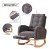 Accent Rocking Chair With Footrest High Back Rubber Wood Rocking Legs Bedroom Living Space - Gray - Image 2