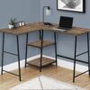 Computer Desk, Home Office, Corner, Storage Shelves, L-Shape, Work, Laptop, Contemporary, Modern - Brown - Image 5