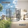 6 Panels Heavy Duty Metal Playpen With Door, Dog Fence Pet Exercise Pen For Outdoor, Indoor - Black - Image 3