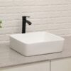 19" 5" Bathroom Sink Combo Rectangular Vessel Vanity Set With Faucet Drop In Ready Ceramic Basin - White / Black - Image 4
