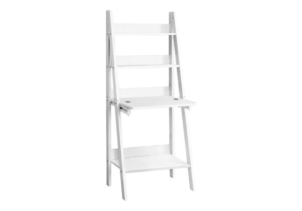 Computer Desk Leaning With Storage Shelves For Home Office - White
