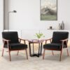Mid Century Modern Wingback Accent Chair With Solid Wood Frame And Extra Thick Backrest - Lounge Chair For Living Room, Bedroom, Or Reading Room - Black - Image 8