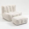 Fluffy Bean Bag Chair, Comfortable Bean Bag For Adults And Children, Super Soft Lazy Sofa Chair With Memory Foam And Ottoman, Indoor Modern Focus Bean Bag Chair For Living Room, Bedroom, Apartment - White - Image 22