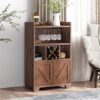 Farmhouse Style Monita Wine Cabinet With Storage Space - Walnut - Image 2