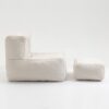 Fluffy Bean Bag Chair, Comfortable Bean Bag For Adults And Children, Super Soft Lazy Sofa Chair With Memory Foam And Ottoman, Indoor Modern Focus Bean Bag Chair For Living Room, Bedroom, Apartment - White - Image 19