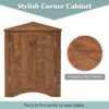 Triangle Bathroom Storage Cabinet With Adjustable Shelves, Freestanding Floor Cabinet For Home Kitchen - Brown - Image 6