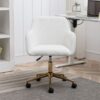 Modern Teddy Fabric Material Adjustable Height 360 Revolving Home Office Chair With Gold Metal Legs And Universal Wheel For Indoor - White - Image 26