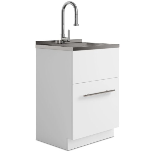 Metro - Laundry Cabinet With Faucet And Stainless Steel Sink - White