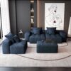 Modern Oversized Modular Sectional Sofa, Sparkling Chenille Soft Cushion Sofa With 6 Pillows, 6 Pieces Diy Combination Tufted Sofa, No Assembly Required - Blue - Image 13