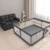 Fabric Baby Playpen, Baby Fence Play Area With Anti Slip Base - Gray - Image 2