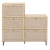 Modern Rattan 5 Door Shoe Storage Cabinet For Entryway Freestanding Design - Natural - Image 8