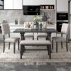 6 Piece Dining Table And Chair Set With Special-Shaped Legs And Foam-Covered Seat Backs&Cushions For Dining Room - Gray - Image 2