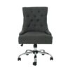 Glory Diamond Tufted Upholstered Office Chair With Rolling Casters And Sloped Arms - Dark Gray / Chrome - Image 3