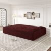 Modern Floor Sofa With 2 Pillows, Convertible Teddy Fabric Foam Filled Sleeper Sofa Bed, Full Size Folding Mattress For Living Room Guest Bed, Playroom, No Assembly Required - Burgundy - Image 7