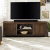 Modern Farmhouse 2 Door Grooved 70" TV Stand For TVs - Dark Walnut - Image 6