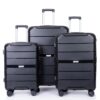 Hardshell Suitcase Spinner Wheels Pp Luggage Sets Lightweight Durable Suitcase With Tsa Lock, 3 Piece Set (20/24/28) - Black - Image 2