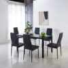 5 Pieces Dining Set, Table Metal Leg Mid-Century Dining Table For 4 - 6 People With Glass Table Top, Pedestal Dining Table, End Table Leisure Coffee Table - Black - Image 5