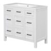 Bathroom Vanity Cabinet With Resin Integrated Sink 4 Drawers, 2 Doors - White - Image 16