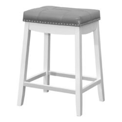 Bar Stool Counter Height, Saddle Seat, Transitional (Set of 2) - White