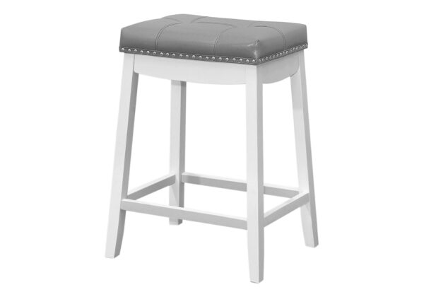 Bar Stool Counter Height, Saddle Seat, Transitional (Set of 2) - White