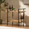 Modern Industrial Bar Cart With Shelving And Casters - Natural - Image 8
