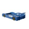 Wooden Race Car Bed, Car Shaped Platform Twin Bed With Wheels For Teens - Blue / Yellow - Image 7