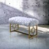 Bagley II - Bench Faux Fur - White / Gold - Image 5
