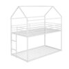 Twin Over Twin Bunk Bed, House With Frame Built-In Ladder, No Box Spring Needed - White - Image 2