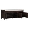 Storage Bench With 3 Shutter-Shaped Doors, Shoe Bench With Removable Cushion And Hidden Storage Space - Espresso - Image 12
