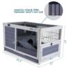 Wooden Rabbit Hutch Indoor Bunny House For Small Animals With Put Out Tray - Gray - Image 7