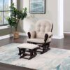 Mason - Glider And Ottoman Espresso Wood - Latte Fabric - Image 4