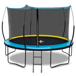 Yc 12Ft Recreational Trampolines With Enclosure For Kids And Adults With Patented Fiberglass Poles - Pumpkin Blue