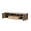 Modern TV Stand With LED Lights Entertainment Center TV Cabinet With Storage For Up To 75" For Gaming Living Room Bedroom - Natural Wood Wash - Image 4