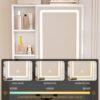 Modern Mini Dressing Table With Led-Lit Mirror & Hidden Storage, Adjustable Brightness Vanity Desk - White - Image 6